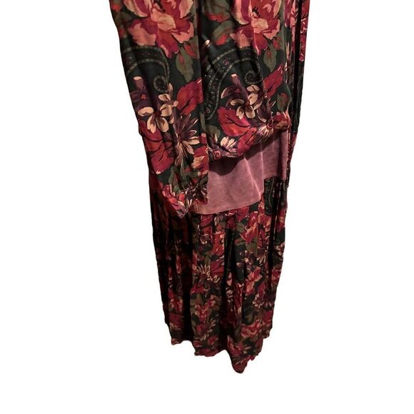 Vintage Lindsey Blake Womens Floral and Suede blouson Style Midi Dress Size 18 - Picture 6 of 13
